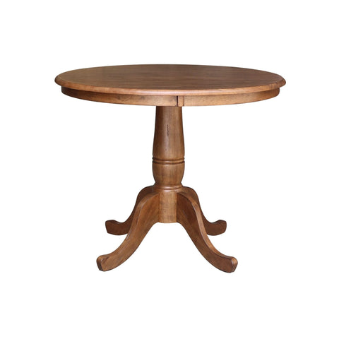 IC INTERNATIONAL CONCEPTS 36 in. Wood Dining Table with 2 Madrid Ladderback Chairs in Distressed Oak