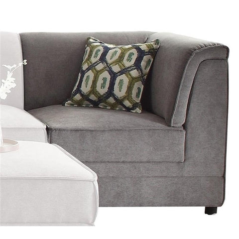 Acme Bois Velvet Upholstered Wedge with Pillow in Gray