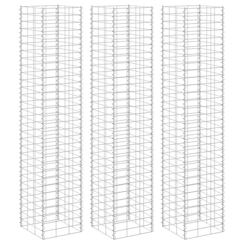 vidaXL Gabion Raised Bed Set of 3 | Metal Planter Outdoor Gardening Durable Iron Planters 11.8X11.8X78.7 in Garden Rust Proof Large Rustic Decor