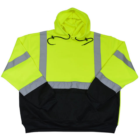 Petra Roc LBPUHSW-C3-S High Visibility ANSI 107 Class 3 Pullover Fleece Hoodie Safety Jacket, Small, Lime/Black