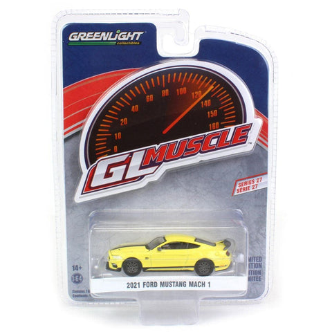 Truck 1/64 Grabber Yellow 2021 Ford Mustang Mach 1 Muscle Series 27 13320-F
