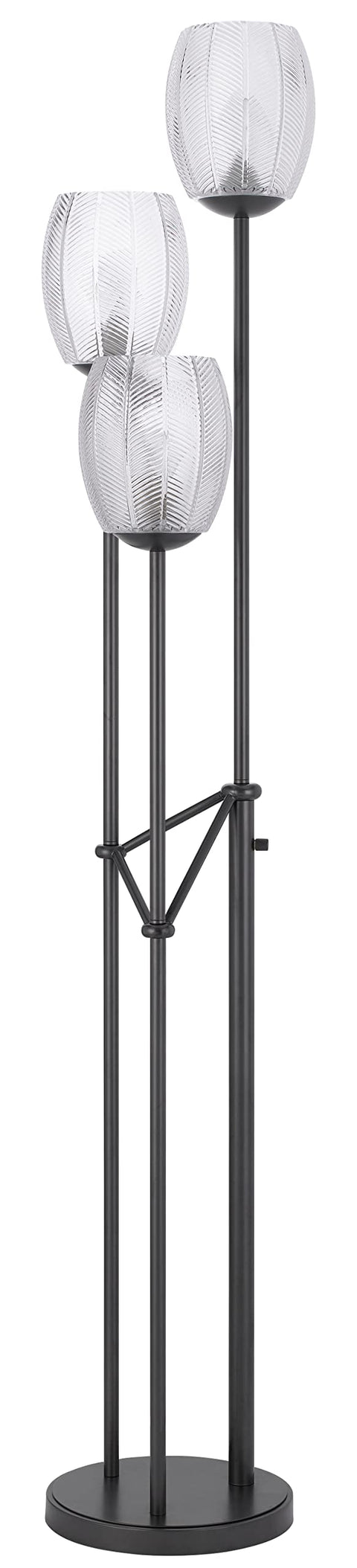 Cal Lighting BO-3131FL 60W X 3 Oconto Metal Floor Lamp with Patterned Glass Shades.