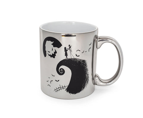Nightmare Before Christmas The Silver Electroplate Ceramic Coffee Mug | Official Jack Skellington Collectible, Disney Kitchen Accessories | Drinkware For Home Cabinet Bar Set | Holds 20 Ounces