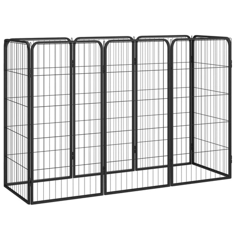 vidaXL Dog Playpen, 8-Panel Dog Cage Without Door, Puppy Exercise Playpen, Dog Wire Fence for Indoor/Outdoor, Powder-Coated Steel Black