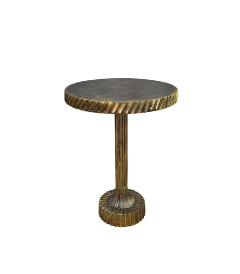 Luxe Pedestal Accent Table - Antique Gold