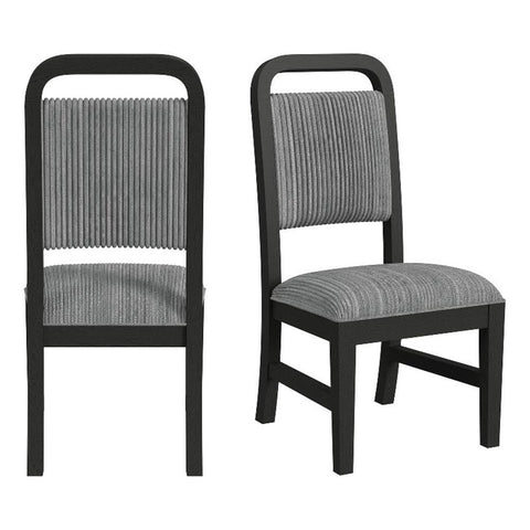Picket House Woodridge Dining Side Chair with Grey Fabric in Black with Grain (2 Per Carton)