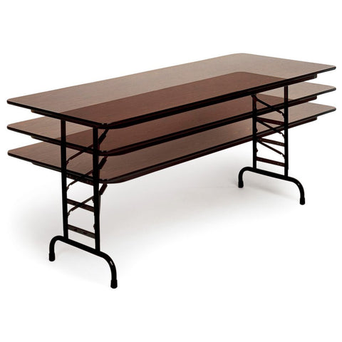 Correll 36"x96" Commercial Duty Adjustable Height Folding Table, Walnut HP Laminate Top, Heavy Duty 3/4" Thick Core, Made in The USA (CFA3696PX-01)