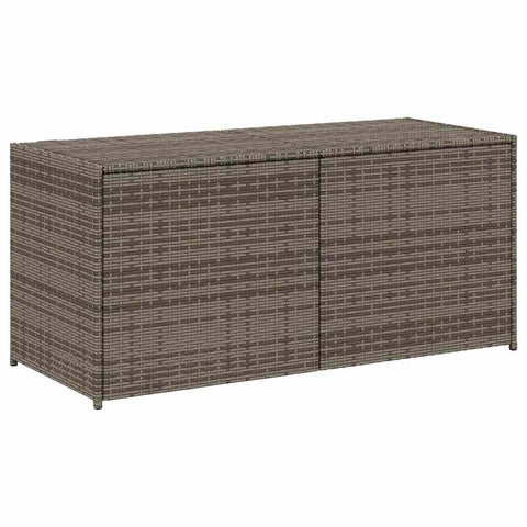 vidaXL Outdoor Garden Storage Box - Gray PE Poly Rattan, 74.8 Gal Capacity, Water- Bag, Gas Spring Lid, Powder-Coated Steel Frame