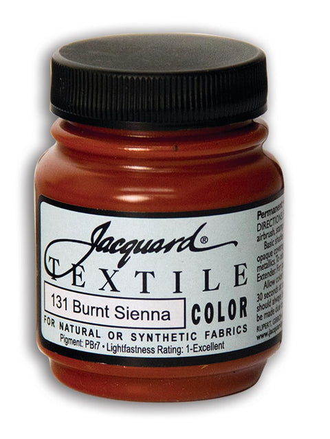 Jacquard Textile Color Burnt Sienna - Permanent Fabric Paint for Clothes, Furniture Upholstery, Shoes or Tote Bags – Indoor & Outdoor Fabric Paint – 2.25 Oz Jar, Upholstery Fabric Paint