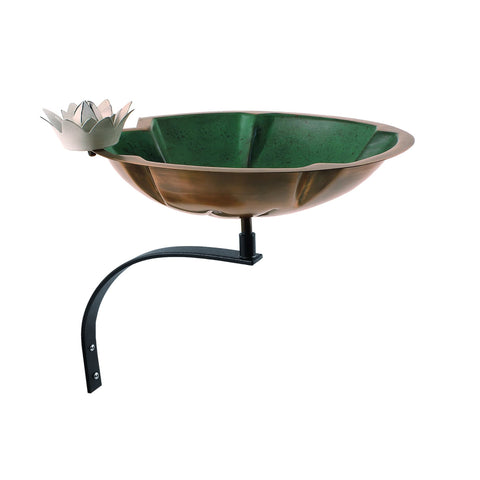Achla Designs 201-5011 Lilypad Wall Mount Bracket Birdbath, Antique Copper Plated and Colored Patina Finish