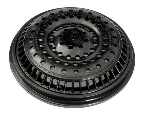 Waterway Plastics 806105366061 WW Anti Vortex 8" with Collar Black Main Drain Grate