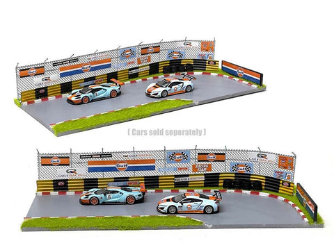 American Diorama Race Track Gulf Oil Diorama with Decals for 1/64 Scale Models 76533