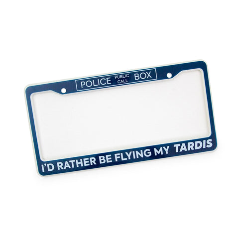 Doctor Who I'd Rather Be Flying My Tardis Plastic License Plate Frame Cover, Back Car Plate Bracket Holder
