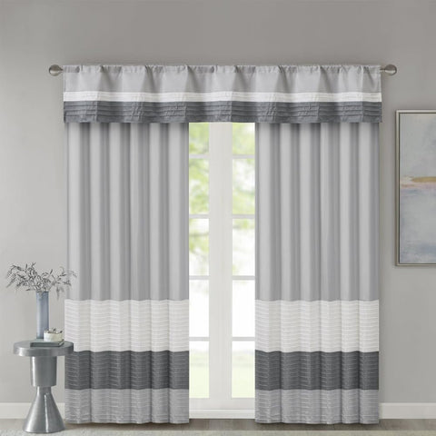 Oakestry Amherst Single Panel Faux Silk Rod Pocket Valance Curtain Lightweight with Privacy Lining for Living Room Bedroom Dining Room Party, 50x18, Grey