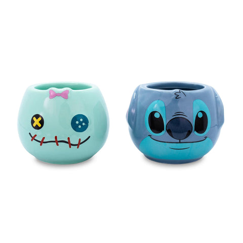 Disney Lilo & Stitch Scrump and Stitch Sculpted Ceramic Mini Mugs, Set of 2 | BPA-Free Large Coffee Cup For Espresso, Caffeine, Beverage | Home & Kitchen Essentials, Cute Gifts | Each Holds 1.5 Ounces