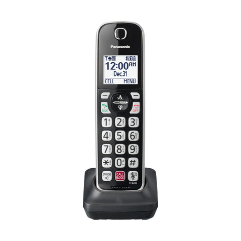 Panasonic Cordless Phone Handset Accessory Compatible with KX-TGD86x Series Cordless Phone Systems - KX-TGDA86S (Black with Silver Trim)