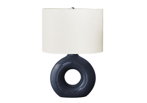Monarch Specialties I 9670 Lighting, 24" H, Table Lamp, Blue Ceramic, Ivory/Cream Shade, Contemporary, Modern