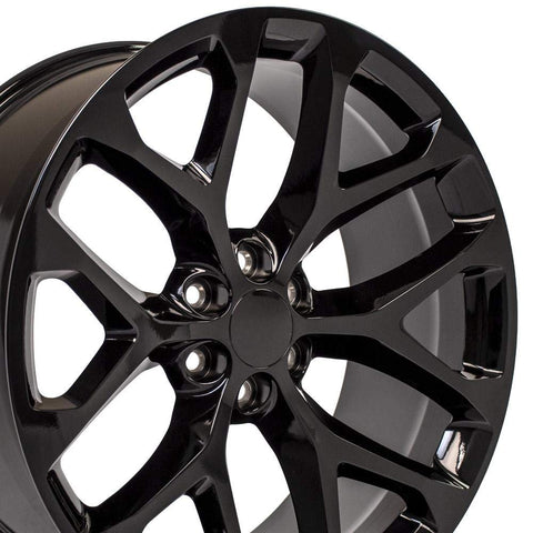 OE Wheels CV98B 24 Inch Rim Fits Silverado 1500 Snowflake Style 6x139.7 24x10 Gloss Black - Hollander 5668 (1)
