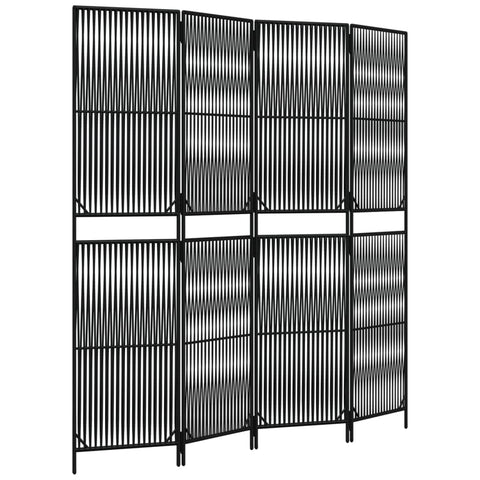 vidaXL Room Divider 4 Panels, Folding Privacy Screen, Room Partition for Office Bedroom Garden Patio Balcony, Room Divider Screen, Black Poly Rattan