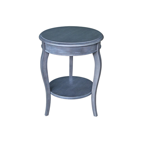 International Concepts Cambria Wood Round End Table in Heather Gray