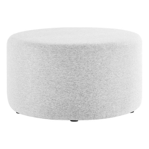 Modway Callum 29 Inch Round Ottoman in Heathered Weave Light Gray - Heathered Woven Fabric - Versatile Upholstered Coffee Table and Footrest - Couch Ottoman - Living Room Accent Table