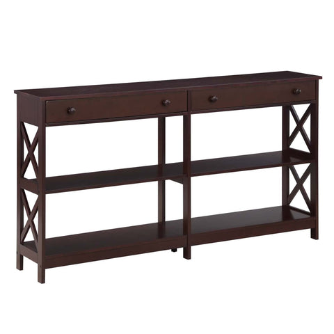 Convenience Concepts Oxford 2-Drawer Console Table with Shelves, 60", Espresso