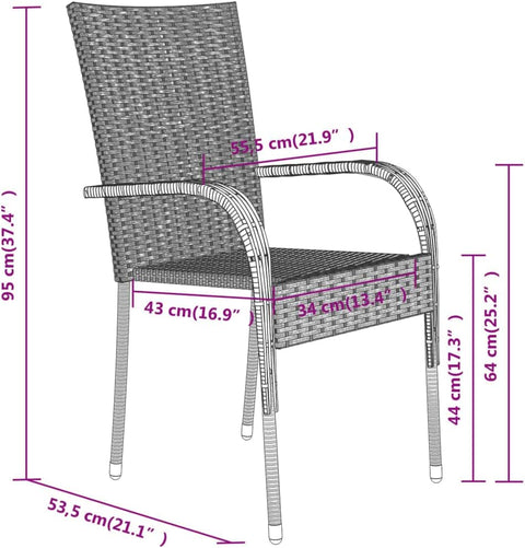 vidaXL 5 Piece Patio Dining Set â€“ Outdoor Furniture Set with Table and Chairs â€“ Made with PE Rattan, Powder-Coated Steel & Glass â€“ Brown and Black.