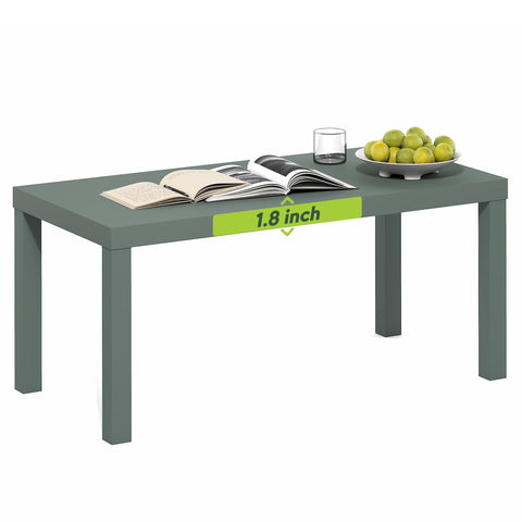 Furinno Classic Coffee Table, Modern Rectangle Coffee Table with 1.8" Triple Thick Tabletop, Side Table, Toolless Assembly, for Living Room, Home Office, Sage Green