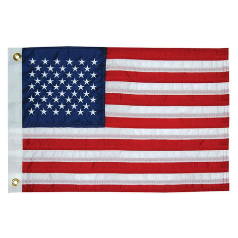 TAYLOR MADE PRODUCTS 50-Star US Boat Flag, 16" x 24", American Red, White & Blue, Stars and Stripes, Water-Repellent Fade-Resistant 200-Denier Nylon Fabric, Brass Grommets - 2424
