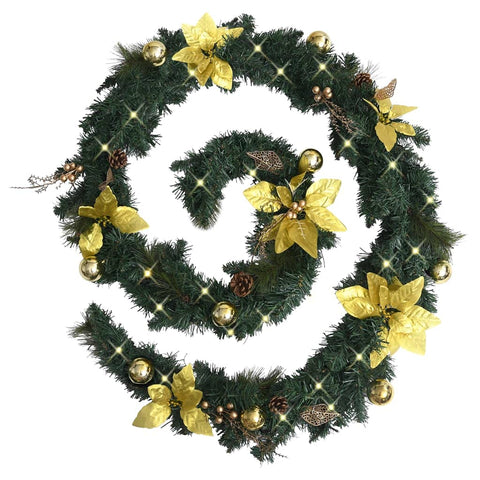 vidaXL Christmas Garland Green and Gold PVC 8.9 feet Christmas Garland