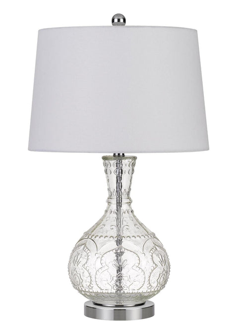 150W Nador Glass Table lamp with Taper Drum hardback Fabric Shade
