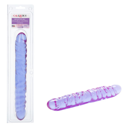 California Exotics Veined Double Dildo, Reflective Gel, 12 Inches