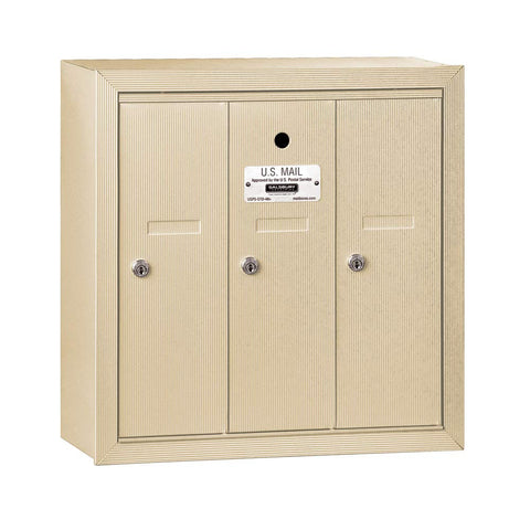 Vertical Mailbox - 3 Doors - Sandstone - Surface Mounted - USPS Access