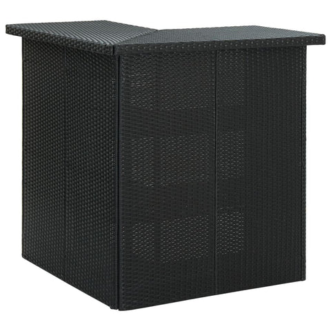 vidaXL Black Corner Bar Table - Poly Rattan and Steel Frame - Modern Style with 3 Storage Shelves - Durable and Stable