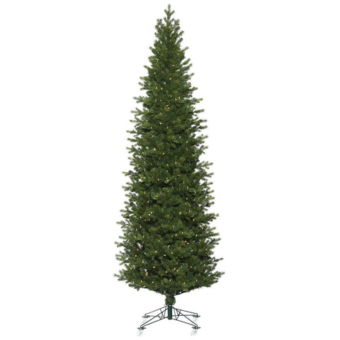 Vickerman 9' Eagle Fraser Fir Slim Artificial Christmas Tree, Featuring Warm White Dura-lit LED Lights, Seasonal Indoor Home Decor - Metal Tree Stand Included
