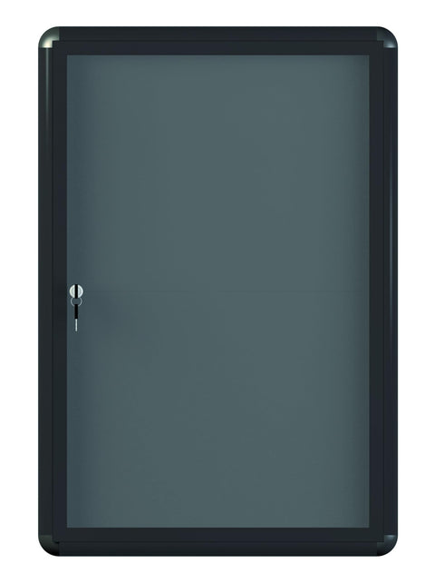 MasterVision 24 x 36 Inches Acrylic Swinging-Door Fabric Bulletin Enclosed Cabinet with Graphite Aluminum Frame, Grey (VT630103727)