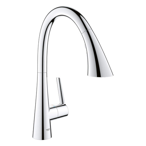 Grohe 32298003 Zedra Single-Handle Pull Down Triple Spray Kitchen Faucet in Starlight Chrome