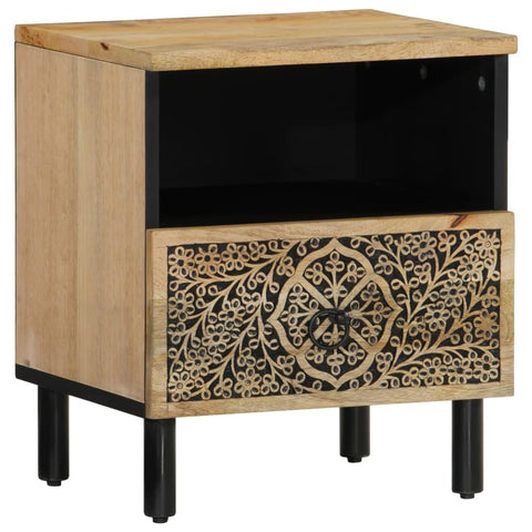 vidaXL Bedside Cabinet, Nightstand End Table with Drawer, Storage Side Cabinet Furniture for Home Bedroom, Retro Style, Solid Wood Mango