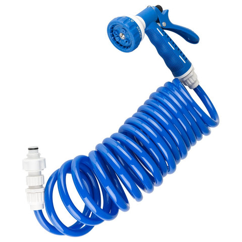 Dura Faucet DF-SA187-WT RV Exterior Quick Connect Sprayer with 7 Spray Settings and Coiled Hose Kit. Compatible with Dura Faucet Branded Quick Connect Systems Only. (Blue)