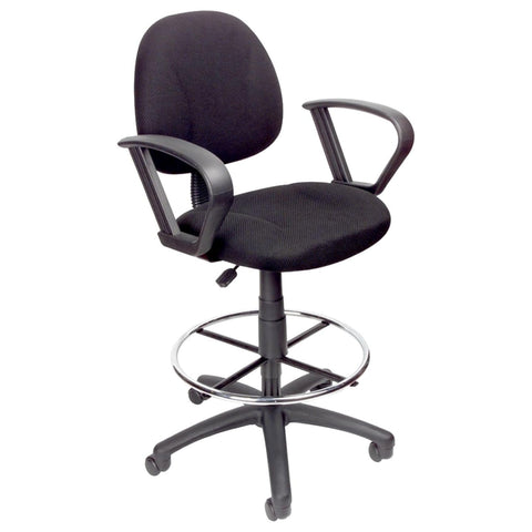 Oakestry Ergonomic Drafting Chair Black Mid Back Swivel Tall Task Stool Adjustable Foot Ring Loop Arms Mesh Back High Desk Seat for Studio Reception Counter Home Office Lab Architect Workstation