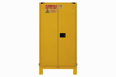 Durham 1060SL-50 Flammable Safety Cabinet with 2 Self Closing Door and Legs, 34" x 34" x 72-3/8", 60 gal Capacity, Yellow