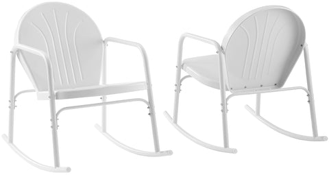 Griffith 2Pc Retro Outdoor Rocking Chair Set White Gloss - 2 Rocking Chairs