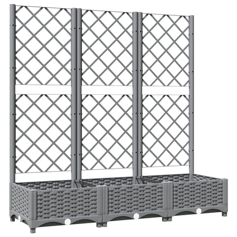 vidaXL Garden Planter with Trellis Light Gray PP 47.2"x15.7"x47.8" - Outdoor Use in Garden, Patio, Terrace