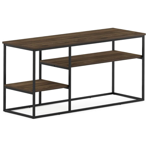 Oakestry Columbia Walnut Modern Lifestyle TV Console with Open Shelving and Elegant Storage for Living Room Entertainment