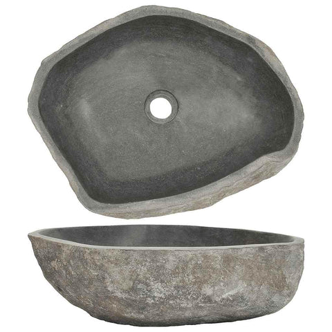 vidaXL Oval River Stone Washbasin, Washbasin, Washbasin, Washbasin, Washbasin, Bathroom, Home, (45-53) x (34-41) cm