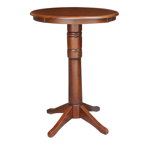 International Concepts 30" Round Wood Pedestal Bar Table in Espresso
