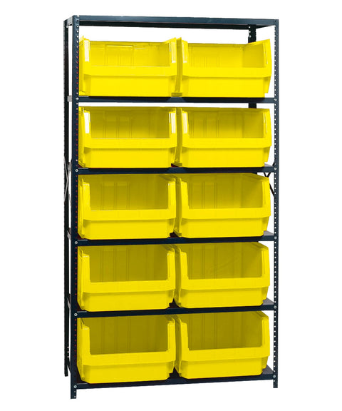 Quantum Storage Systems MSU-543YL Solid Heavy Duty 6 Shelves 10 MAGNUM Yellow Bins 75" H x 42" W x 18" D