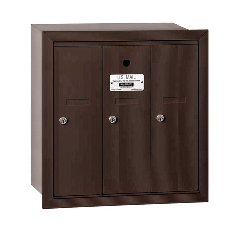 Vertical Mailbox - 3 Doors - Bronze - Recessed Mounted - USPS Access