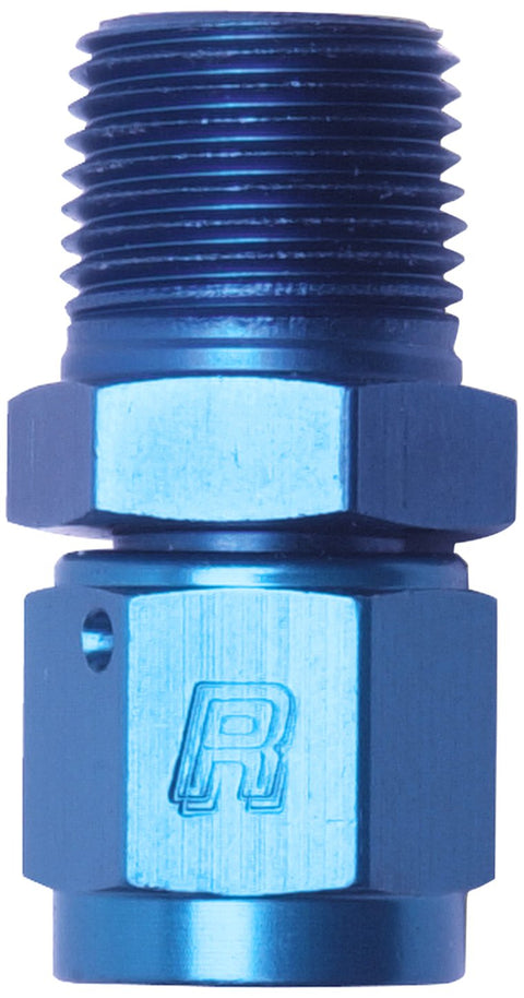 Edelbrock/Russell 614226 Blue Anodized Aluminum Straight Female -6AN to Male 3/8" NPT Adapter Fitting