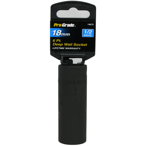 Pro-Grade 14675 1/2-Inch Drive with 6 Point Deep 18mm Impact Socket